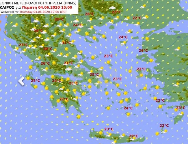 Ο χάρτης για τον καιρό της Πέμπτης