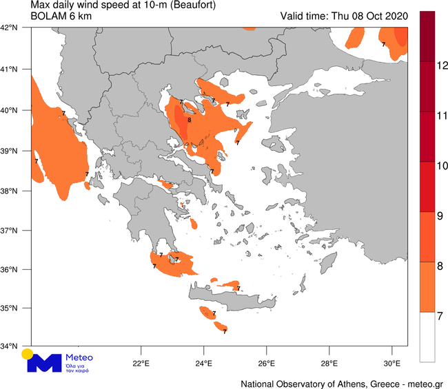 καιρός χάρτης για ανέμους