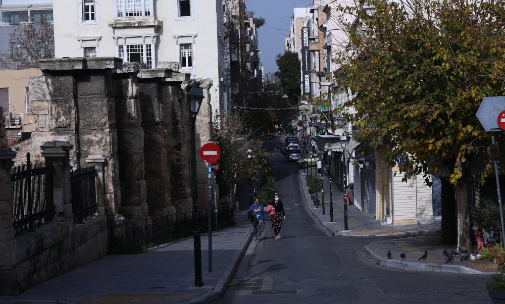 Ποδηλάτης στο κέντρο της Αθήνας το Σάββατο / Φωτογραφία: Intime