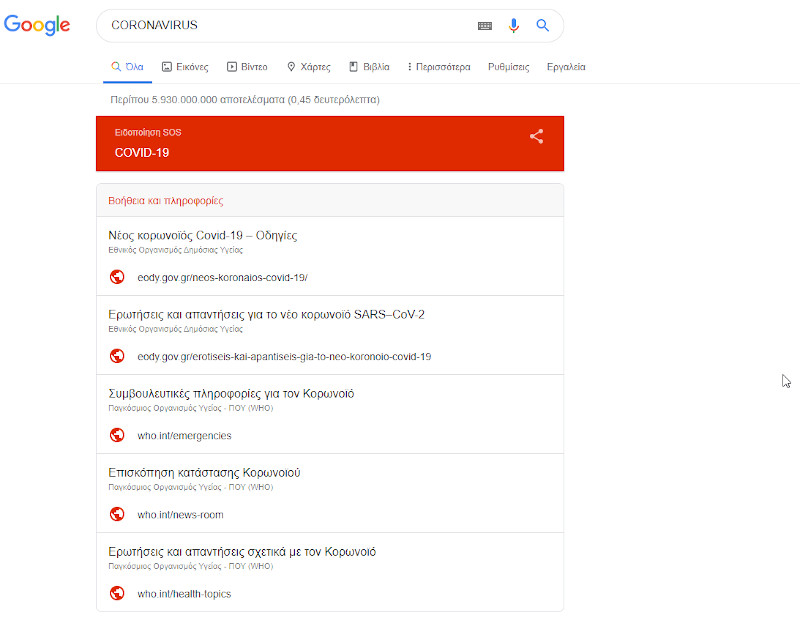 κορωνοιος google