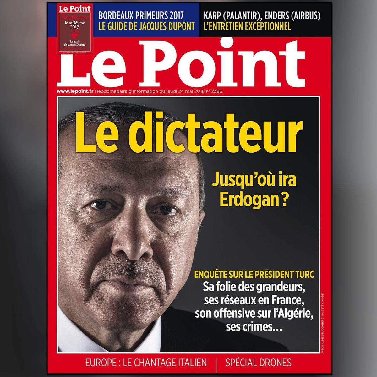 Τον Μάιο του 2018 το Le Point είχε χαρακτηρίσει «δικτάτορα» τον Τούρκο Πρόεδρο.