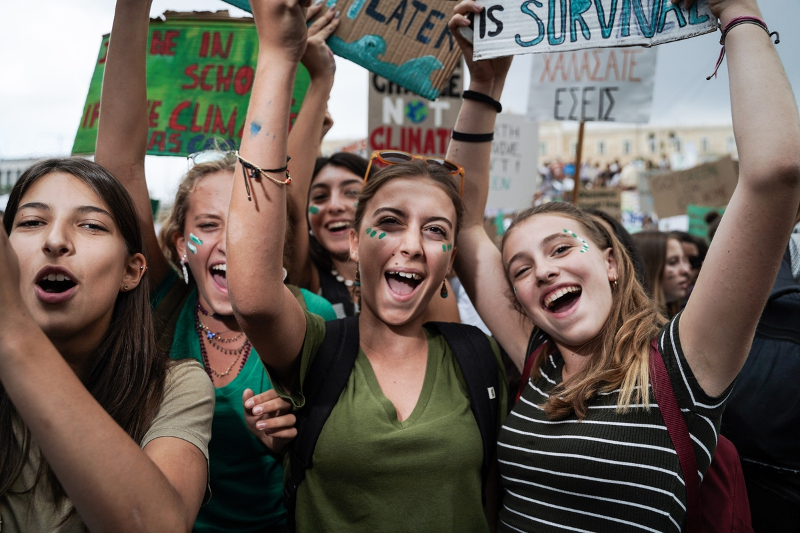 Μαθητές διαδηλώνουν στο Συνταγμα για την κλιματική αλλαγή