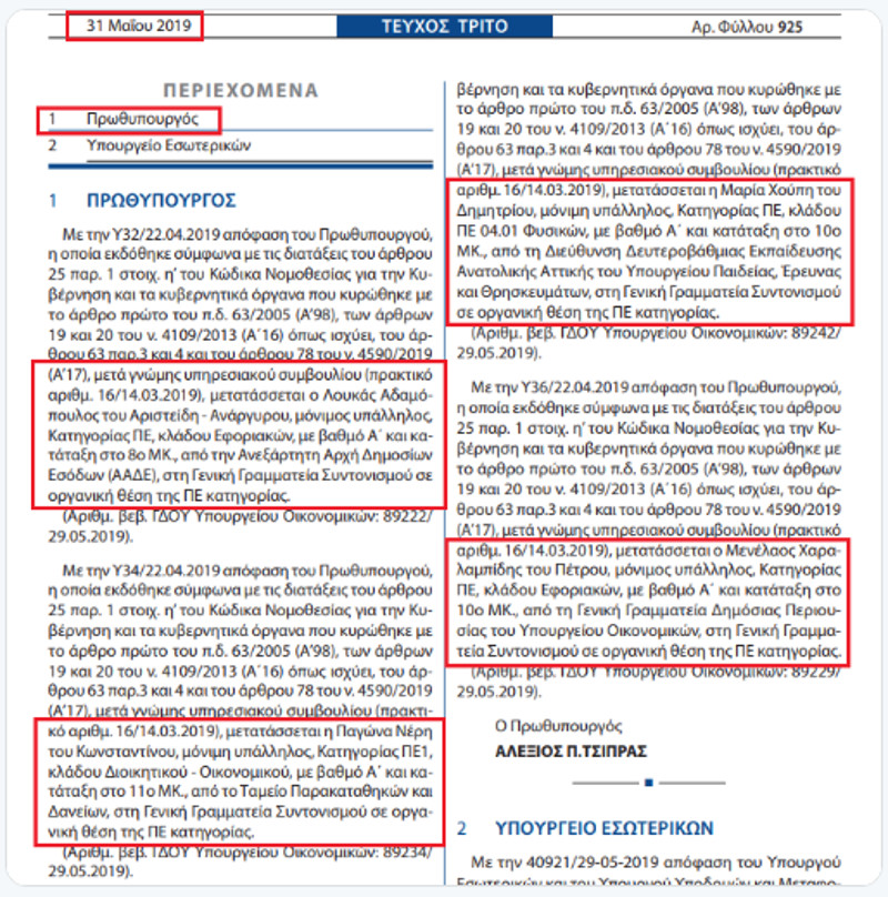 Μετατάξεις υπαλλήλων στην ΓΓ πρωθυπουργού παραμονές εκλογών