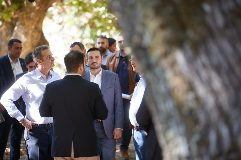 Ο Κυριάκος Μητσοτάκης στα εγκαίνια του αιολικού πάρκου στον Καφηρέα