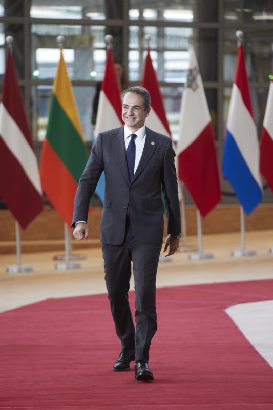 Ο Κυριάκος Μητσοτάκης προσέρχεται στην σύνοδο κορυφής της ΕΕ
