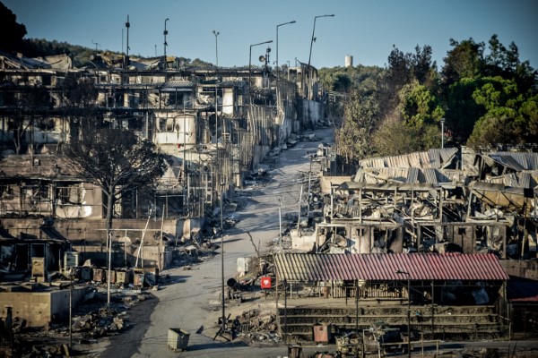 Ο καμένος καταυλισμός της Μόριας