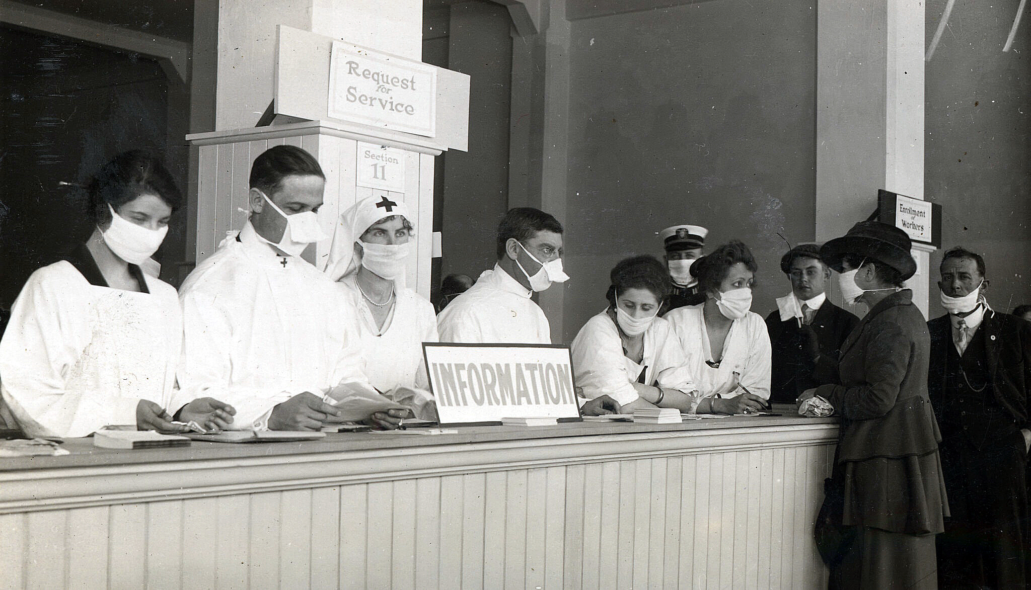 Αίθουσα Πληροφοριών στο San  Francisco, 1918.Credit - Hamilton Henry Dobbin, via California State Library