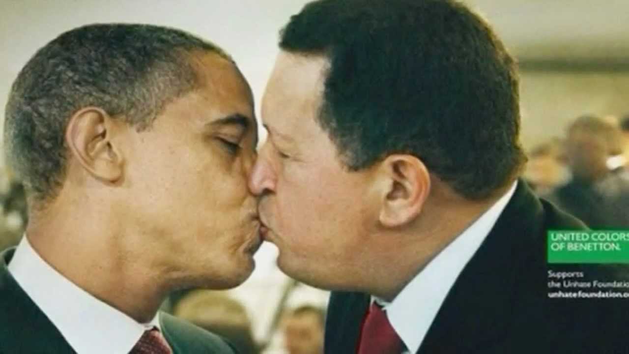 Η μονταρισμένη φωτογραφία του φιλιού Τσάβες και Ομπάμα έγινε ρεκλάμα για την Benetton