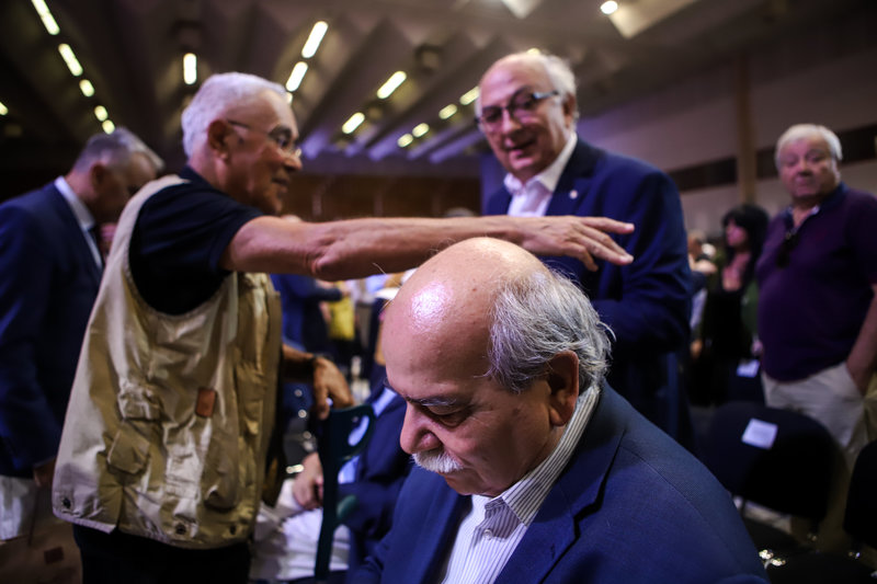 Νίκος Βούτσης, Γιάννης Αμανατίδης και Κώστας Ζουράρις στο βάθος στη ΔΕΘ 2019