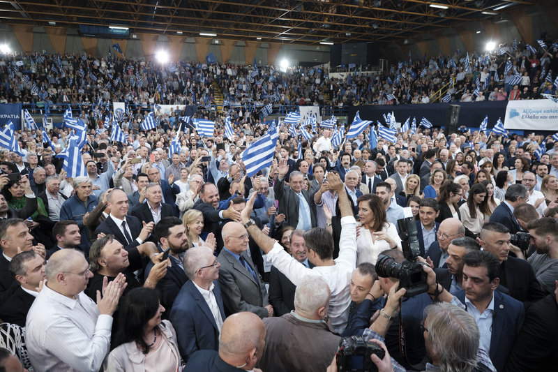 Αποθεωτική υποδοχή για τον πρόεδρο της ΝΔ