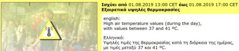 Î ÏÏÎ¿ÎµÎ¹Î´Î¿ÏÎ¿Î¯Î·ÏÎ· ÏÎ¿Ï Meteoalarm Î³Î¹Î± ÏÎ¿Î½ ÎºÎ±ÏÏÏÎ½Î± ÏÎ·Ï Î Î­Î¼ÏÏÎ·Ï