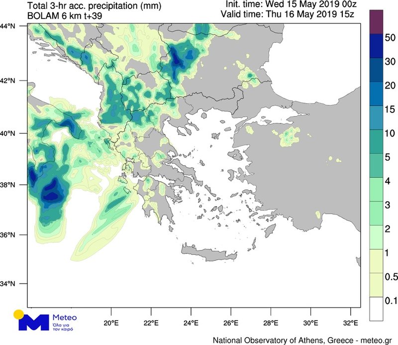 Προγνωστικός χάρτης του meteo για την Πέμπτη 16 Μαΐου