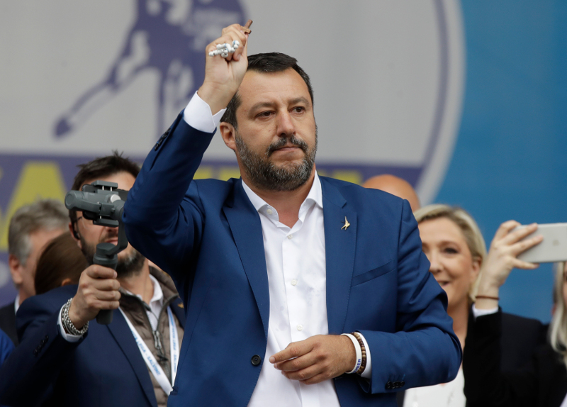 Ο Ματέο Σαλβίνι, σε προεκλογική εκδήλωση του κόμματός του