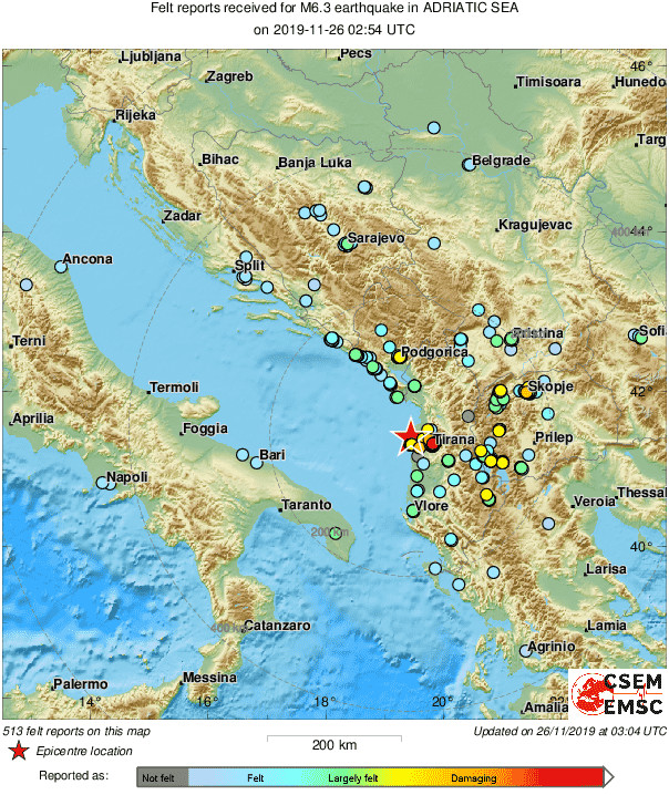 Έκτακτο: Ισχυρός Σεισμός 6,4 Ρίχτερ στην Αλβανία - Αισθητός στη Βόρεια Ελλάδα