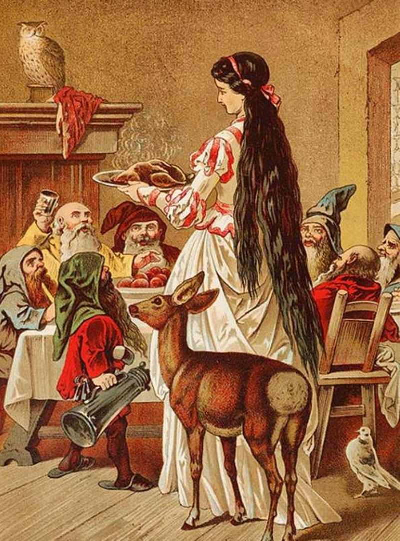 Η Χιονάτη και οι Νάνοι, όπως τους φιλοτέχνησε στα τέλη του 19ου αιώνα ο χρωστήρας του Carl Offtendinger.