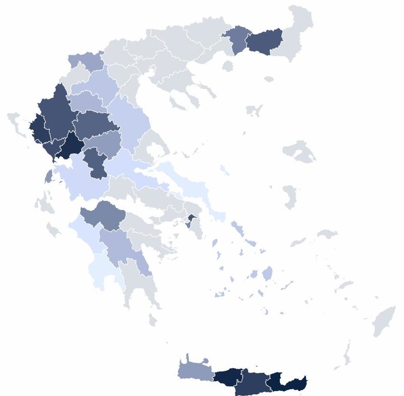 Χάρτης για τα ποσοστά της Χρυσής Αυγής