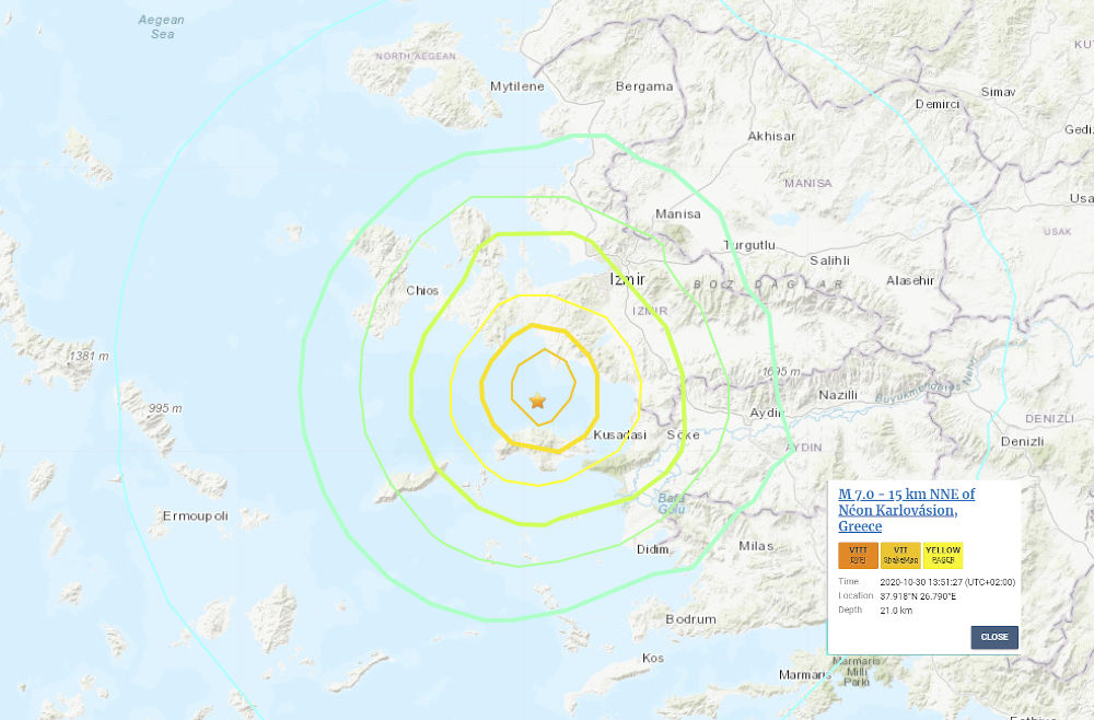 Στα 7 Ρίχτερ εκτιμά τον σεισμό στη Σάμο το γεωλογικό ινστιτούτο των ΗΠΑ