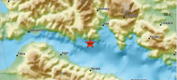 Strong earthquake occurred near Galaxidi