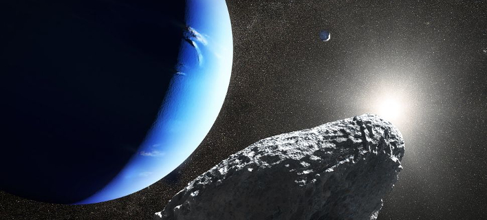 ÎαλλιÏεÏνική αÏεικÏνιÏη ÏοÏ
«ÎÏÏÏκαμÏοÏ
» (An artist's illustration of Neptune's smallest moon Hippocamp in orbit around the gas giant. It's just 20 miles across. (ÎικÏνα: NASA, ESA και J. Olmsted (STScI))