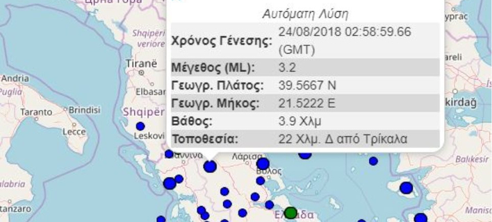  ÎÏÎ¸ÎµÎ½Î®Ï ÏÎµÎ¹ÏÎ¼Î¹ÎºÎ® Î´ÏÎ½Î·ÏÎ· ÏÏÎ± Î¤ÏÎ¯ÎºÎ±Î»Î±