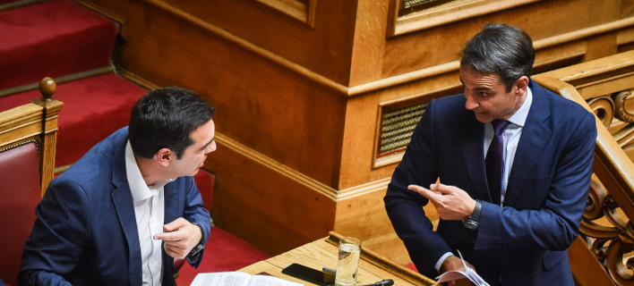 Ο Κυριάκος Μητσοτάκης και ο Αλέξης Τσίπρας / Φωτογραφία Eurokinissi