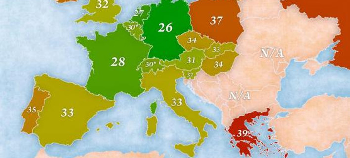 Χάρτης δείχνει ποιοι Ευρωπαίοι εργάζονται περισσότερο -«Πρωταθλητές» οι Ελληνες, τελευταίοι οι Γερμανοί [εικόνα]
