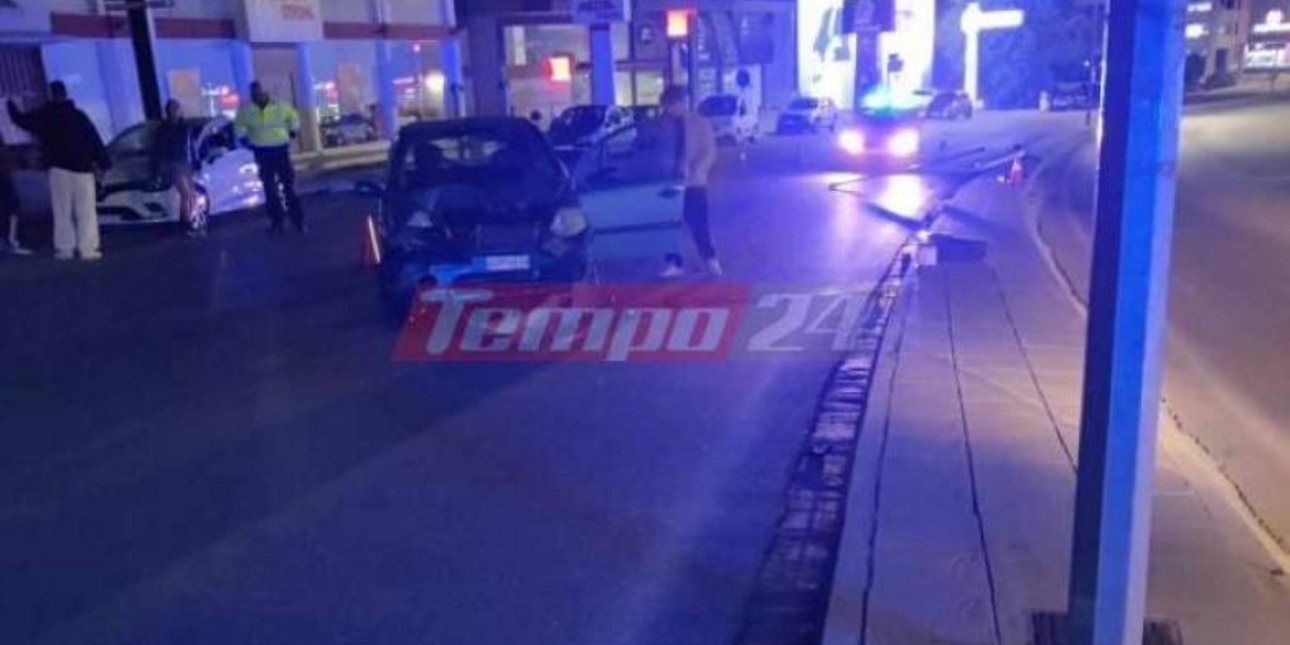 Αυτοκίνητο καρφώθηκε σε κολώνα στην Πάτρα 