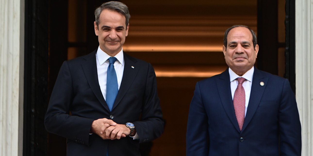 Ο πρωθυπουργός Κυριάκος Μητσοτάκης με τον πρόεδρο της Αιγύπτου Αμπντέλ Φατάχ Αλ Σίσι 