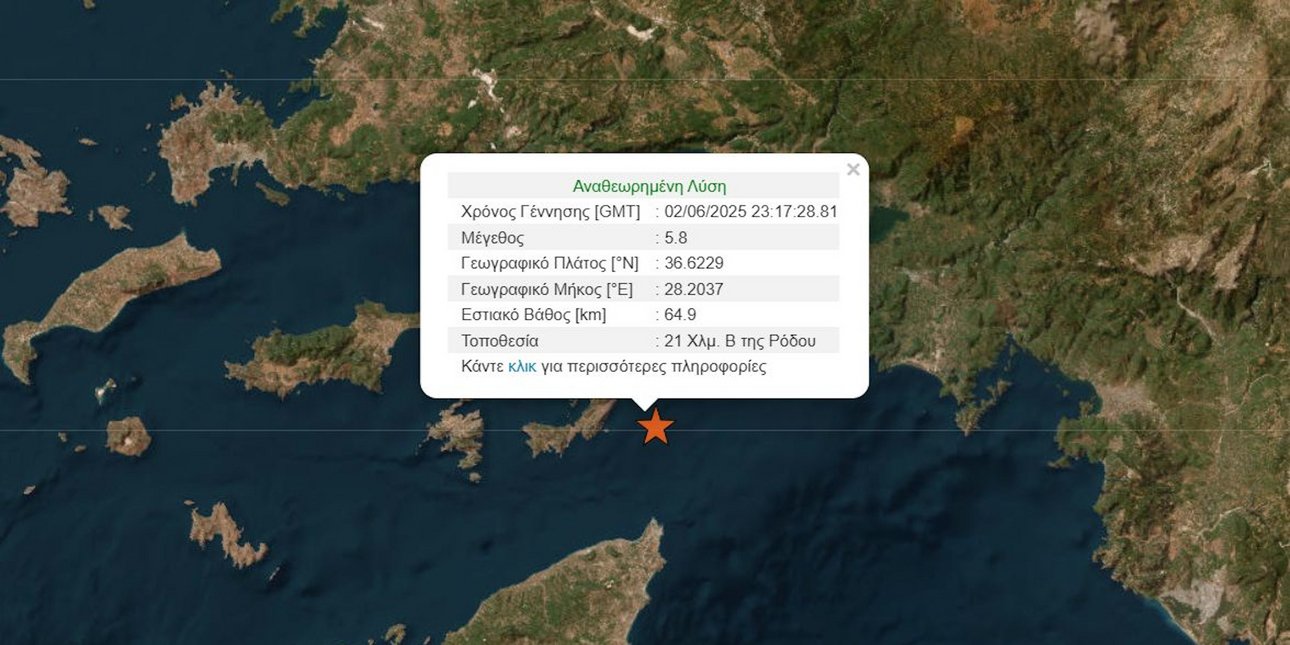 Ισχυρός σεισμός στη Ρόδο