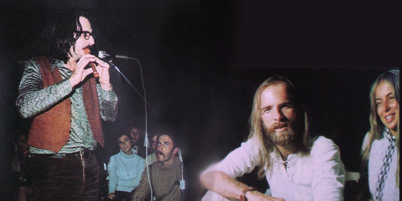 Ο σκηνοθέτης του φιλμ Γούντστοκ, Μάικλ Γουάντλεϊ (δεξιά) με τη σύζυγό του, στο κλαμπ Rodeo παρακολουθούν παράσταση του Διονύση Σαββόπουλου (Νοέμβριος 1970)