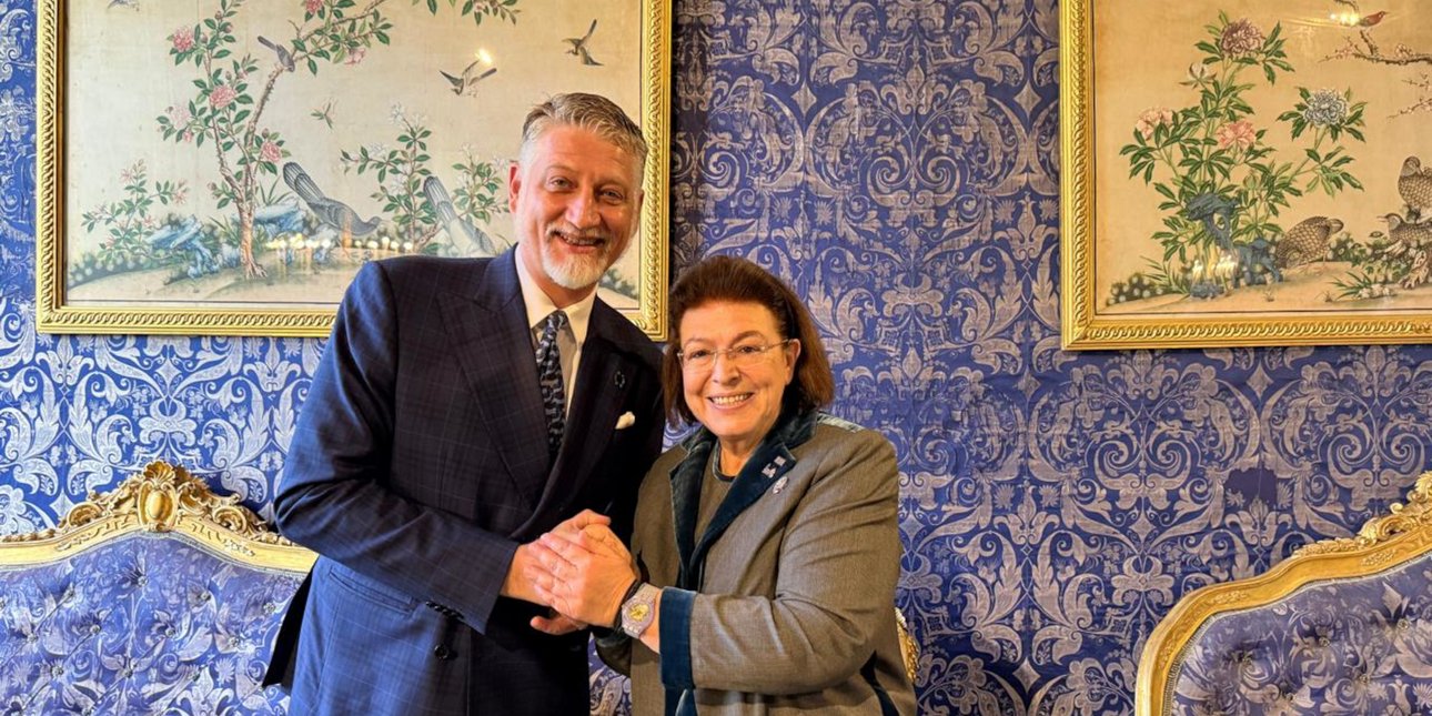 Η Λίνα Μενδώνη με τον Ιταλό Υπουργό Πολιτισμού Alessandro Giuli.