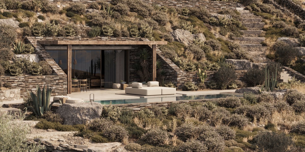 Το απόλυτο καμουφλάζ μιας ονειρεμένης βίλας στην Τήνο που γίνεται ένα με την πλαγιά -Γήινη ομορφιά