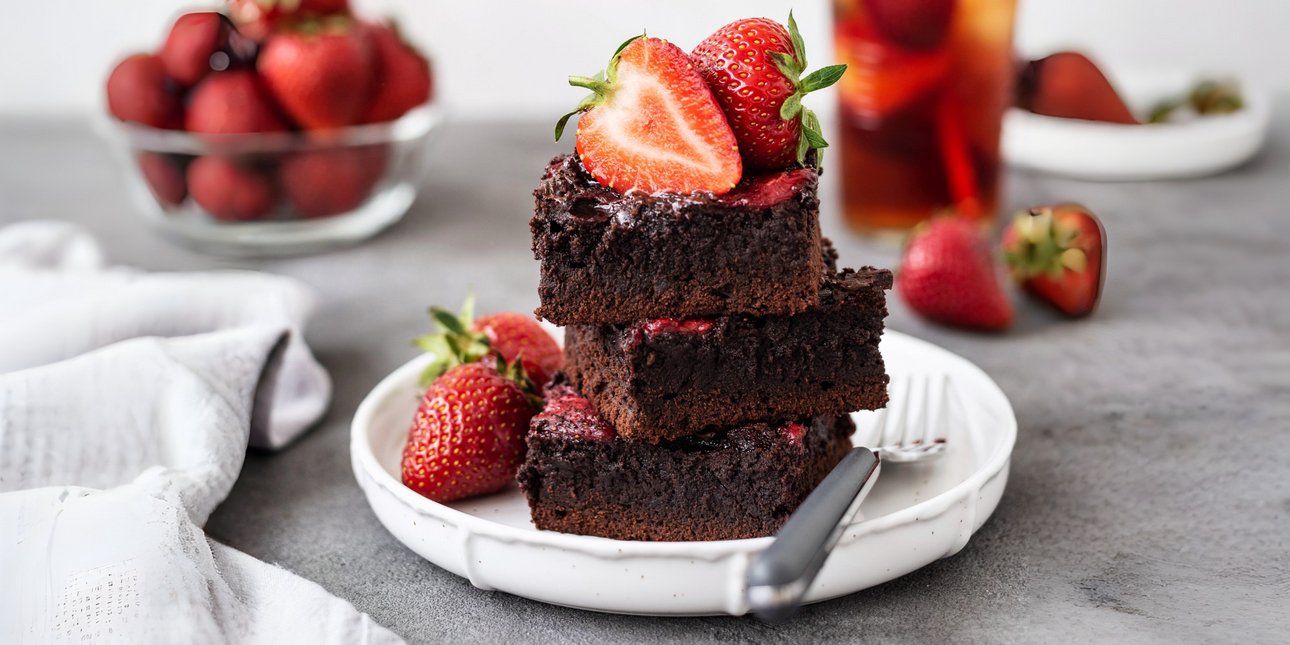 Συνταγή για ζουμερά brownie με φρέσκες φράουλες