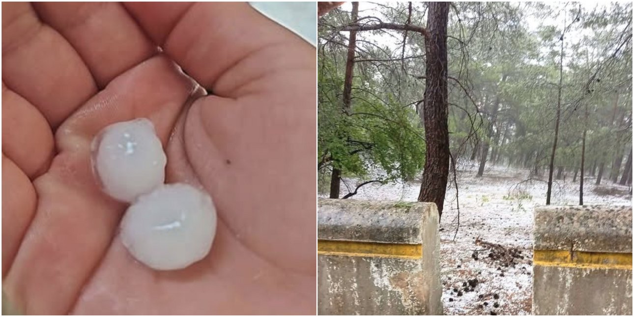 Σφοδρή καταιγίδα με χαλάζι στη Ρόδο - «'Άσπρισε» η περιοχή του Έμπωνα