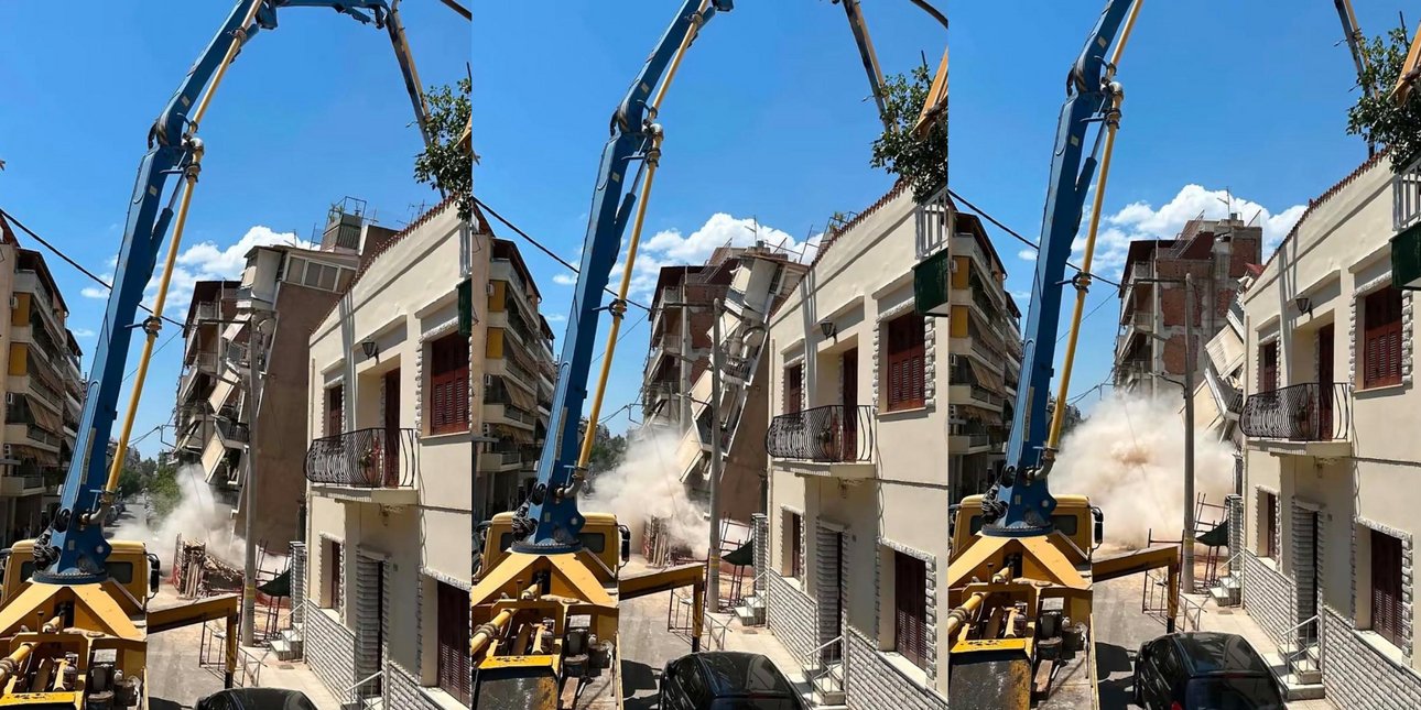 Καρέ καρέ η κατάρρευση της πολυκατοικίας στα Πετράλωνα