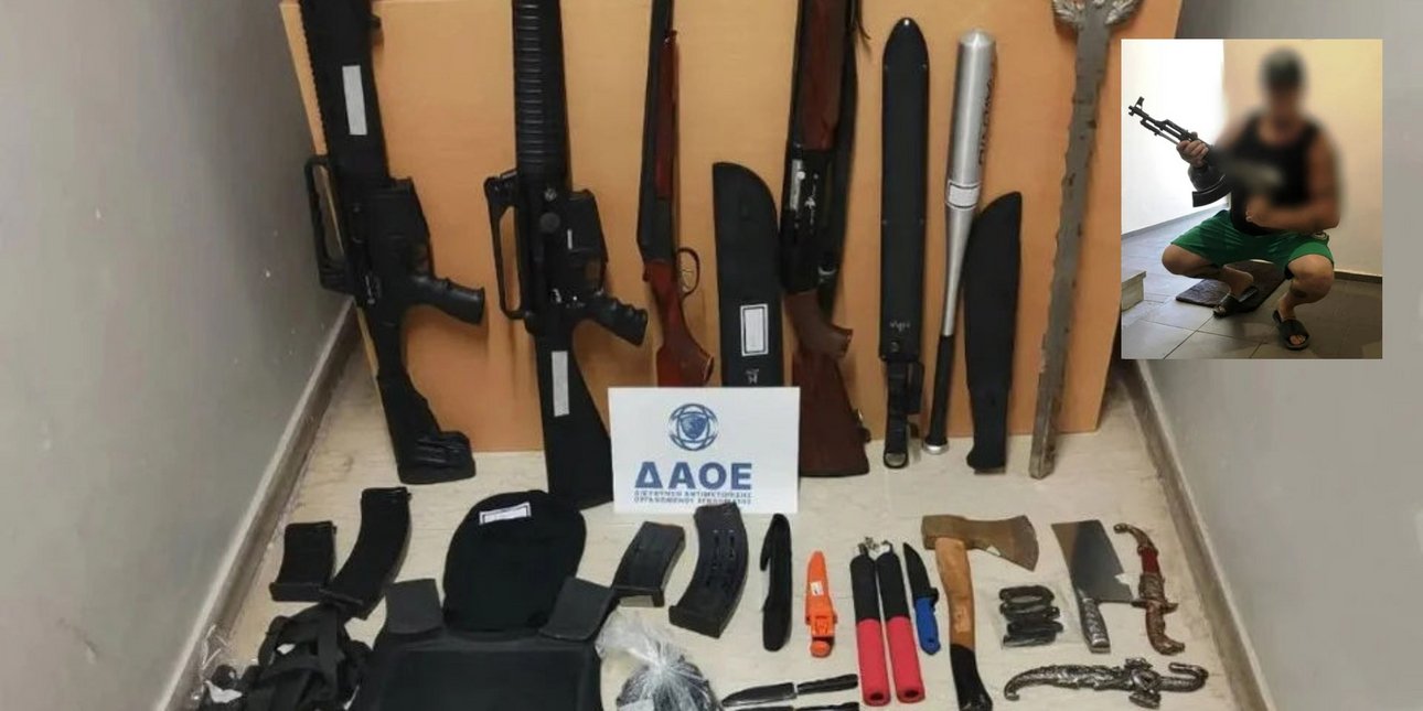 Πάτρα: Σημειωματάριο με ονόματα και ποσά είχε ο 40χρονος «Ράμπο» που πόζαρε στα social με όπλα
