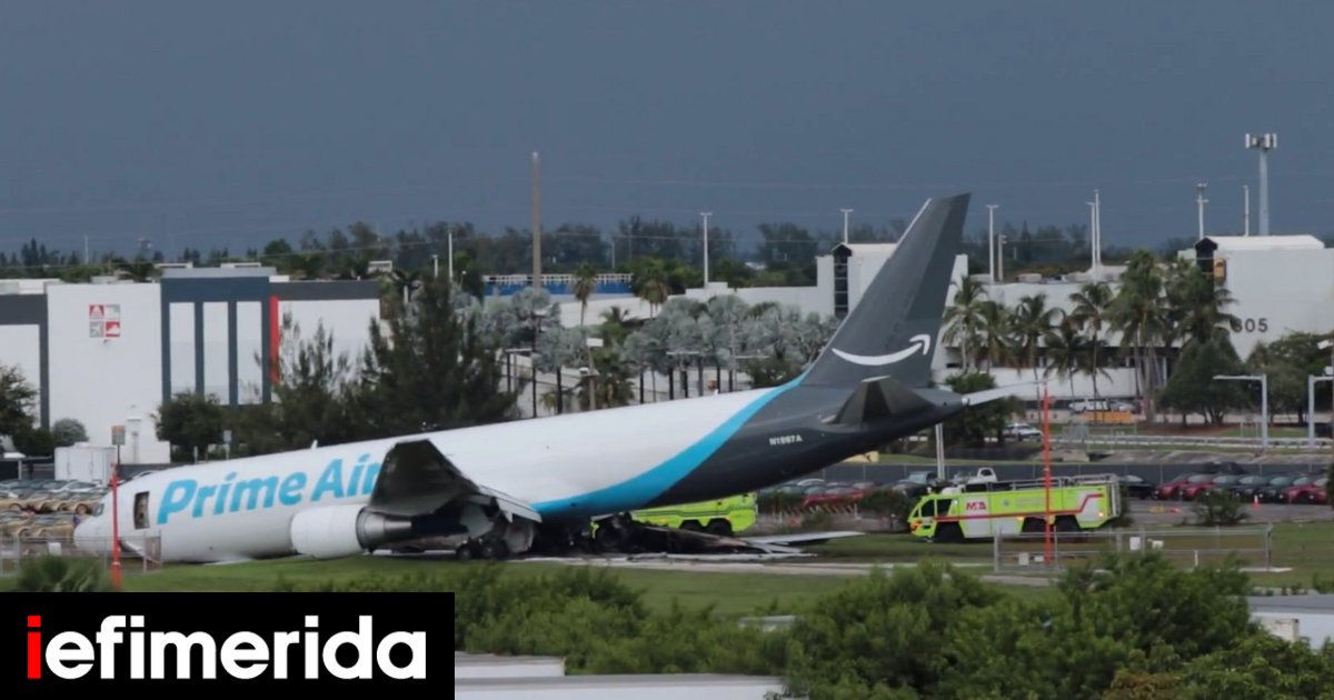 Amazon Cargo Plane Overruns Runway and Catches Fire at Miami Airport