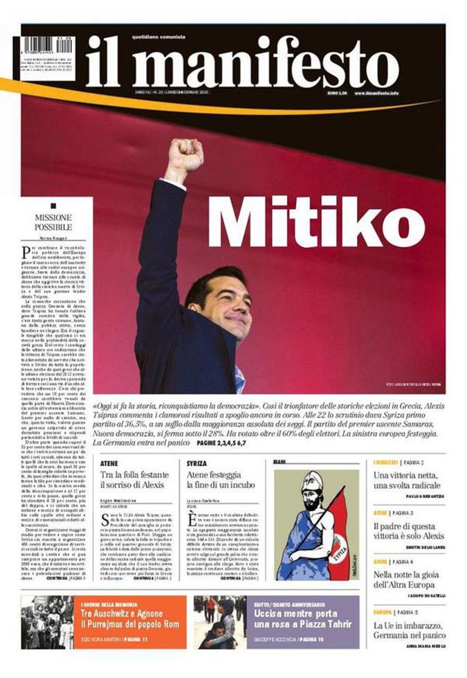 Θρίαμβος Τσίπρα -Σεισμός στην ΕΕ -Η Ευρώπη τρέμει: Tα πρωτοσέλιδα των ιταλικών εφημερίδων [εικόνες] | iefimerida.gr 4