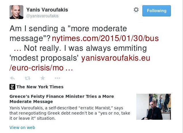 O Bαρουφάκης βρίσκει χρόνο να κάνει παρατήρηση στους New York Τimes για τον τίτλο στη συνέντευξή του [εικόνα] | iefimerida.gr 0