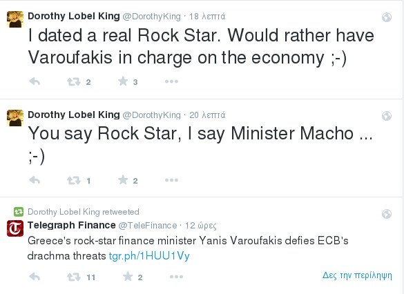 H αρχαιολόγος μπλόγκερ Ντόροθι Κινγκ ξεμυαλίστηκε με τον Βαρουφάκη -O Minister Macho και τα... μπαλάκια [εικόνες] | iefimerida.gr 1