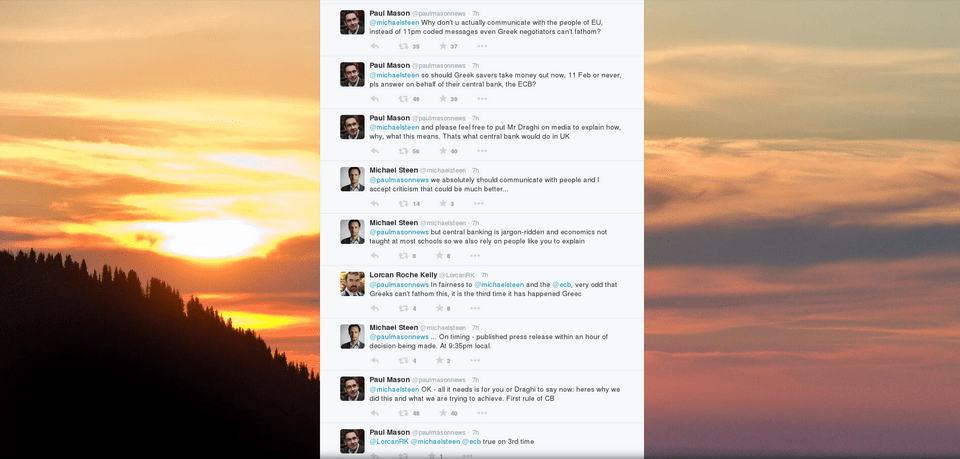 Κορυφαίος Aγγλος δημοσιογράφος επιτίθεται στην ΕΚΤ «πυροβολώντας» τον αμήχανο εκπρόσωπο Τύπου της τράπεζας στο Twitter [εικόνες] | iefimerida.gr 2