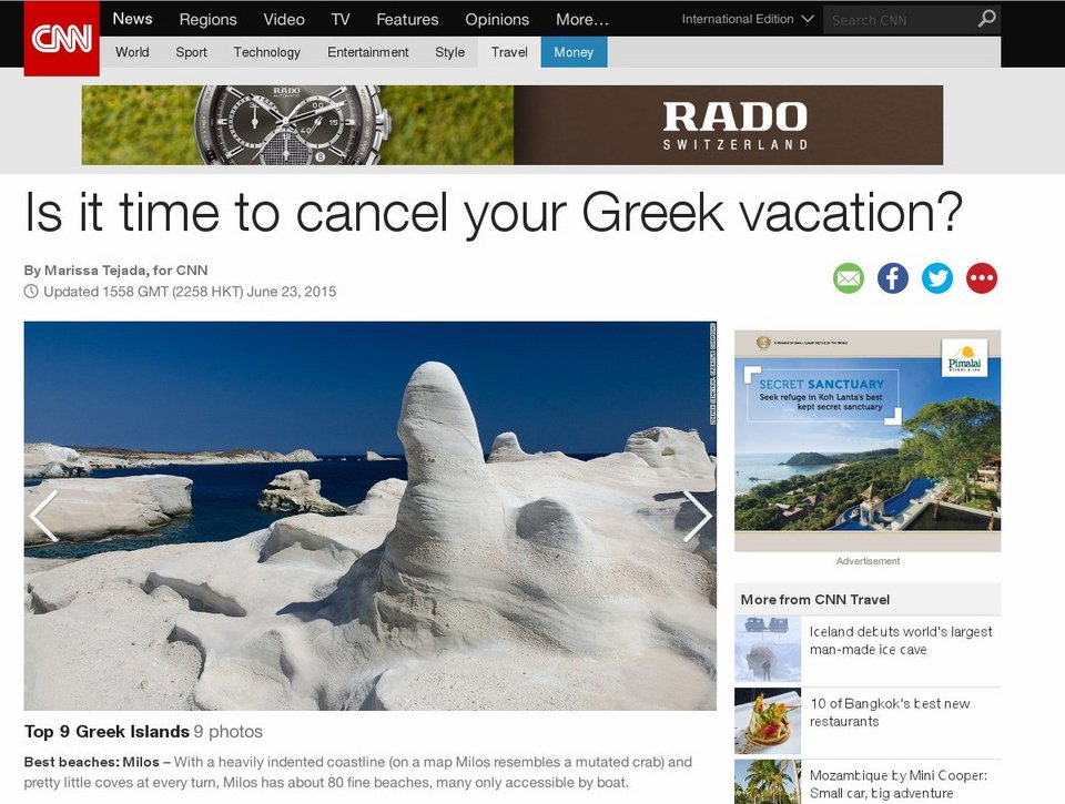 CNN: Μήπως είναι η ώρα να ακυρώσετε τις διακοπές σας στην Ελλάδα; | iefimerida.gr 0