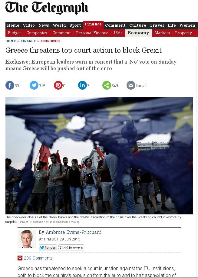 Telegraph: Ο Βαρουφάκης απειλεί να πάει στο Ευρωπαϊκό Δικαστήριο για το Grexit | iefimerida.gr 0