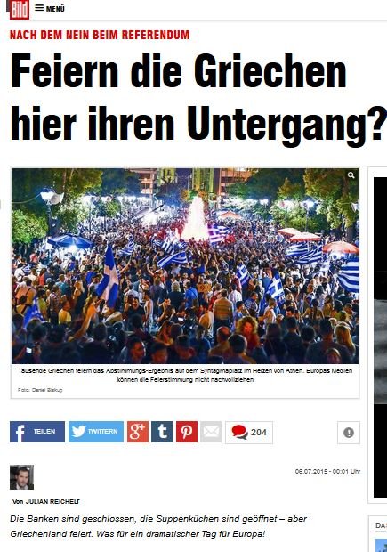 Τα διεθνή πρωτοσέλιδα μετά το δημοψήφισμα: Χαστούκι στις Βρυξέλλες -Οι Ελληνες γιορτάζουν την καταστροφή [εικόνες] | iefimerida.gr 8