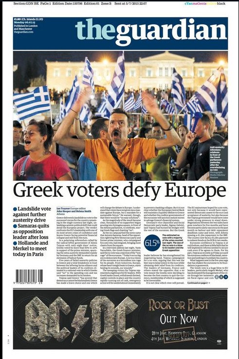 Τα διεθνή πρωτοσέλιδα μετά το δημοψήφισμα: Χαστούκι στις Βρυξέλλες -Οι Ελληνες γιορτάζουν την καταστροφή [εικόνες] | iefimerida.gr 5