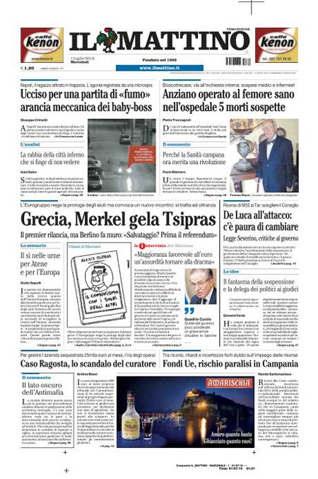 Τα πρωτοσέλιδα των ιταλικών εφημερίδων: Το ελληνικό κλάμα [εικόνες] | iefimerida.gr 7
