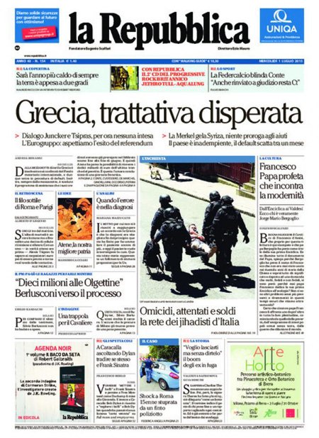 Τα πρωτοσέλιδα των ιταλικών εφημερίδων: Το ελληνικό κλάμα [εικόνες] | iefimerida.gr 0