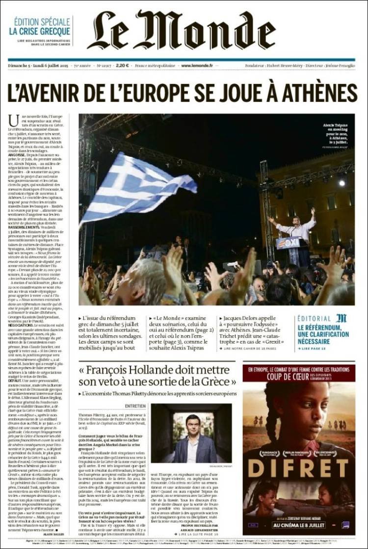 Τα διεθνή πρωτοσέλιδα μετά το δημοψήφισμα: Χαστούκι στις Βρυξέλλες -Οι Ελληνες γιορτάζουν την καταστροφή [εικόνες] | iefimerida.gr 11