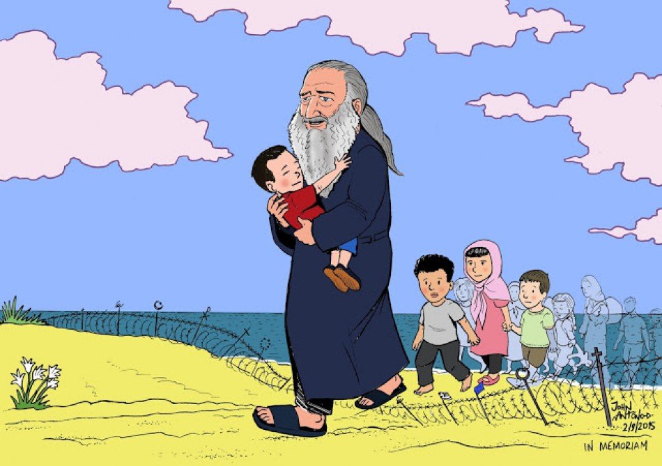 Το σκίτσο με τον παπα-Στρατή και το νεκρό προσφυγόπουλο που συγκινεί το Διαδίκτυο [εικόνα] | iefimerida.gr 0