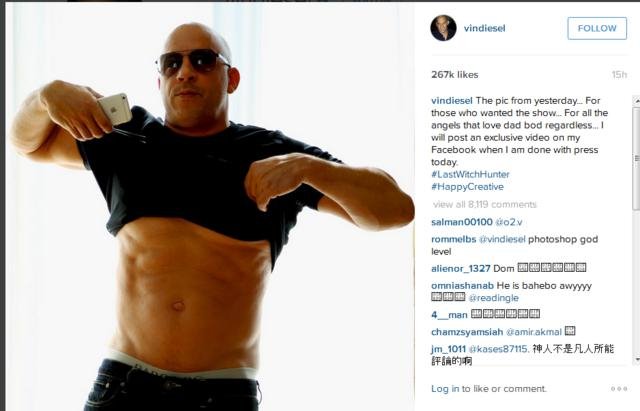 Ο Βιν Ντίζελ απαντά στα σχόλια για την μπυροκοιλιά και ανεβάζει την μπλούζα του [εικόνες] | iefimerida.gr 3